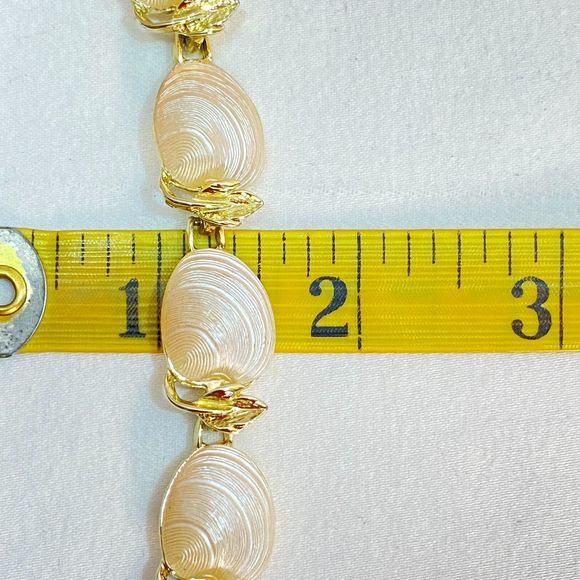 Judy Lee Choker Necklace Gold Tone Chain With Frost Shell Links - Picture 11 of 11